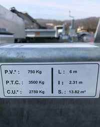 Remorque porte engins Hubiere TPG 3502 35, 3.5 Tonnes